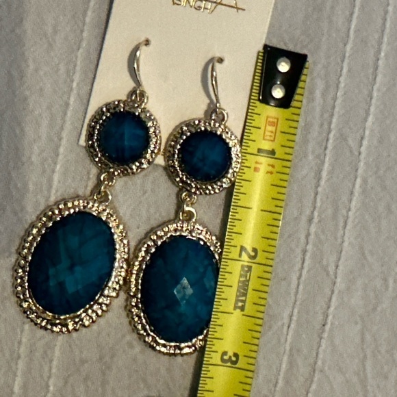AMRITA SINGH EARRINGS DANGLE DROP GOLD PLATED LONG BLUE 0697 R - Picture 6 of 8